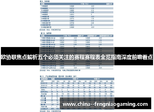 欧协联焦点解析五个必须关注的赛程赛程表全览指南深度前瞻看点