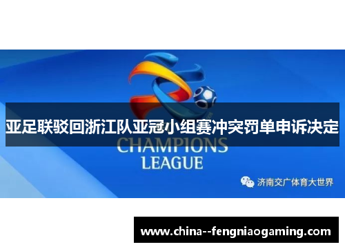 亚足联驳回浙江队亚冠小组赛冲突罚单申诉决定